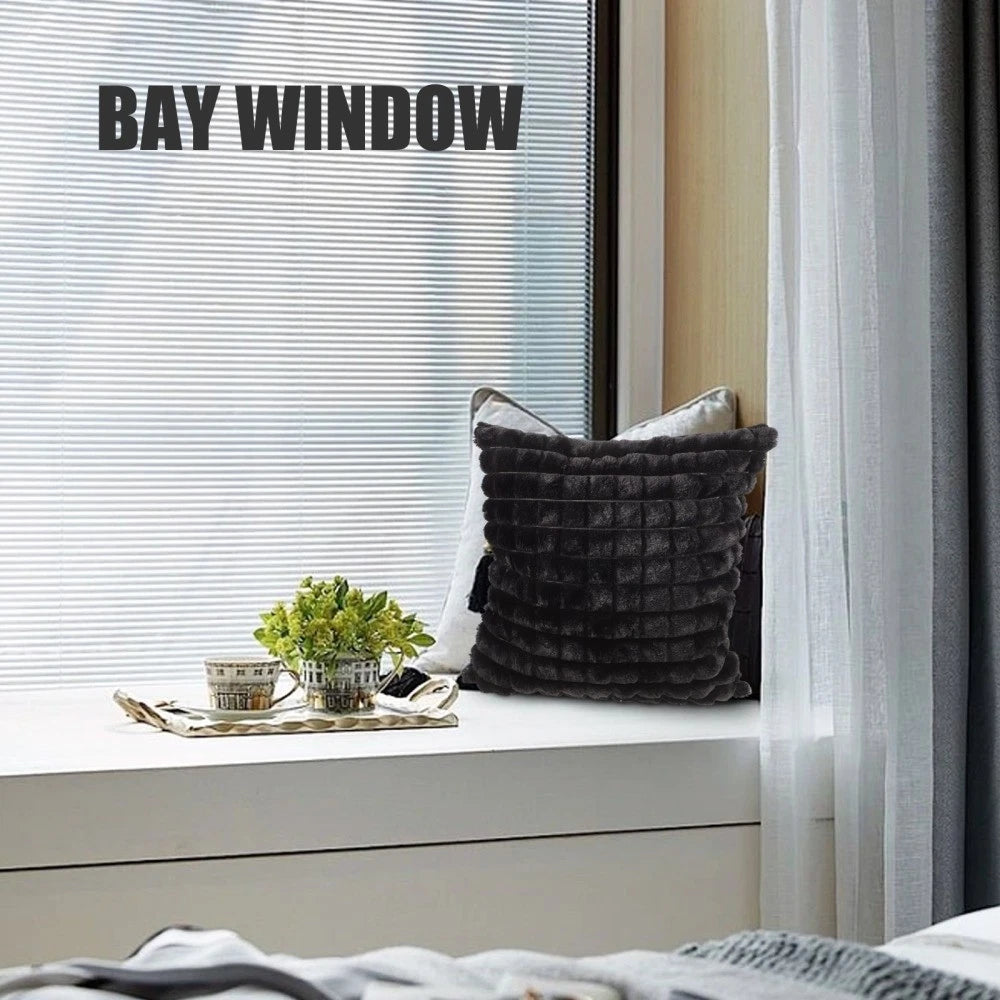 2 Pcs Plush Throw Pillowcase Removable Cushion Cover Travel Couch Covers