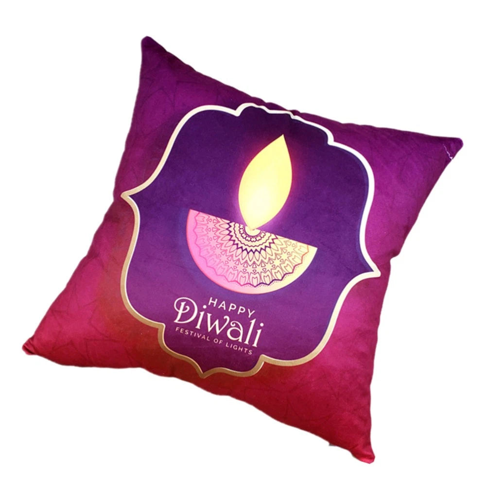 2 Pcs Mandala Diwali Cushion Cover Pillow Case with Candle Pattern