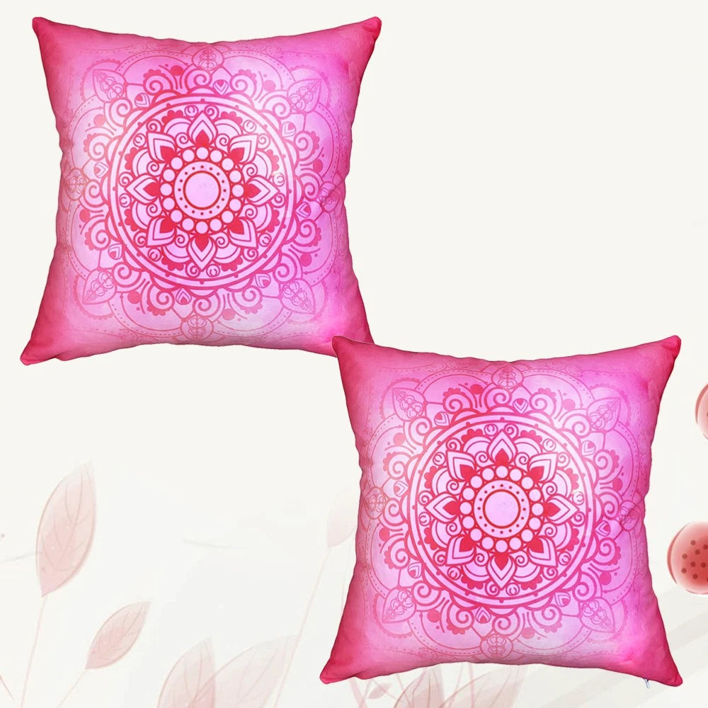 2 Pcs Yoga Pattern Pillowcase Home Decorative Cushion Cover with Floral