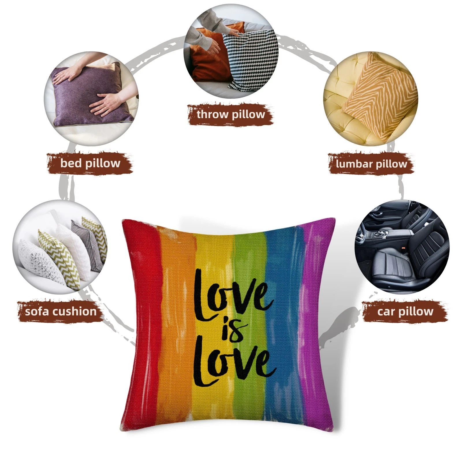 2 Pack Rainbow Cushion Covers 18x18 Inches Decorative Square Throw Pillow Cover