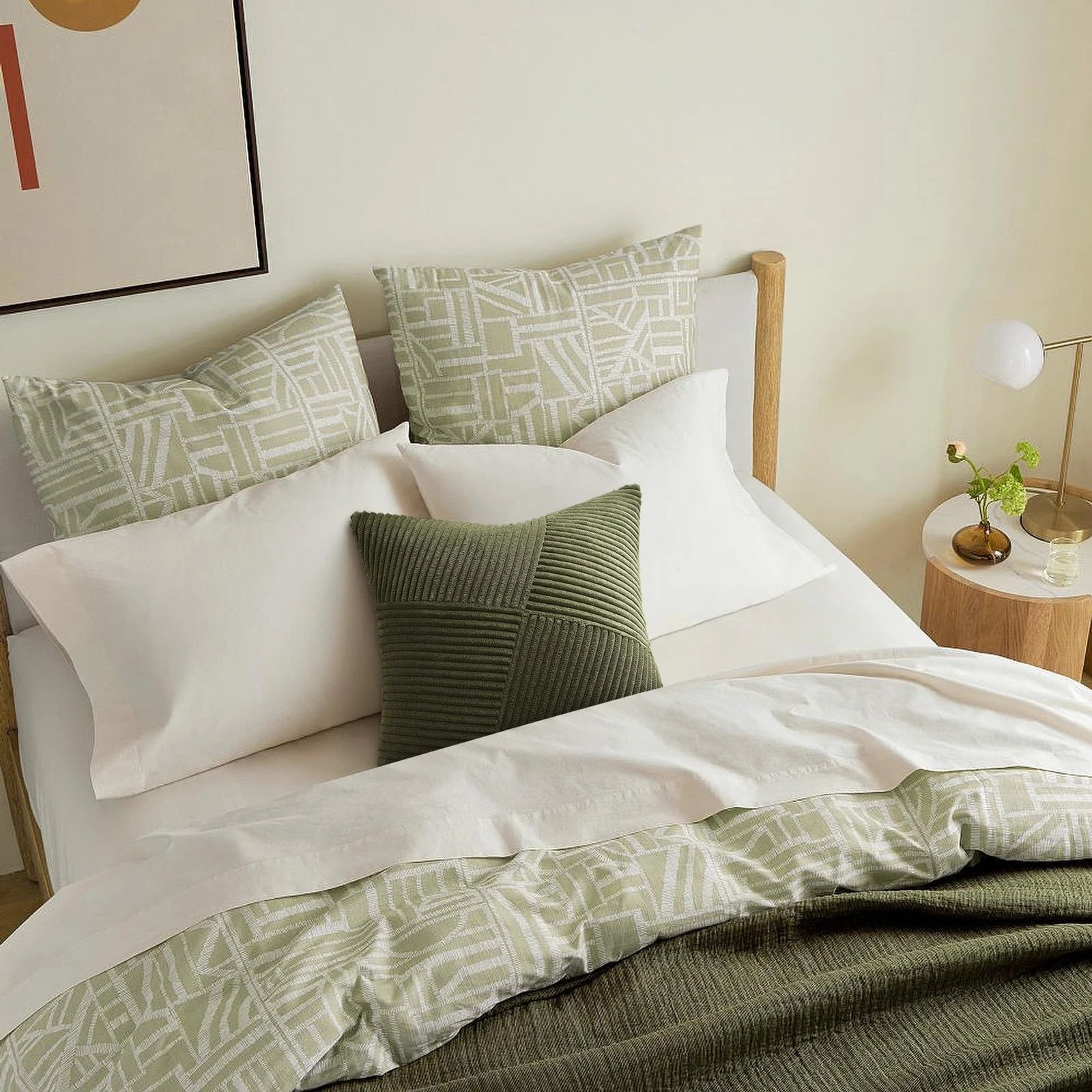 26x26 inches Euro Pillow Shams Set of 2 Olive Green Corduroy Decorative Throw...