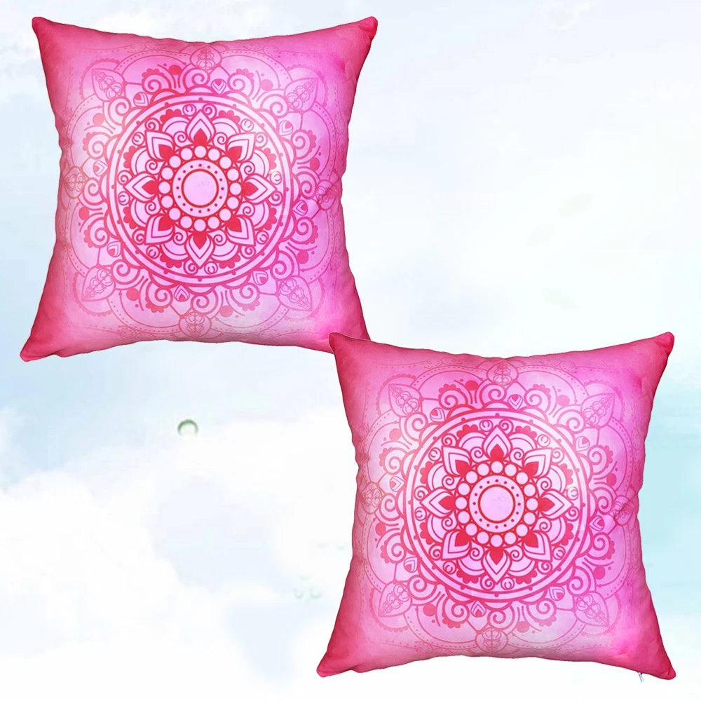 2 Pcs Yoga Pattern Pillowcase Home Decorative Cushion Cover with Floral