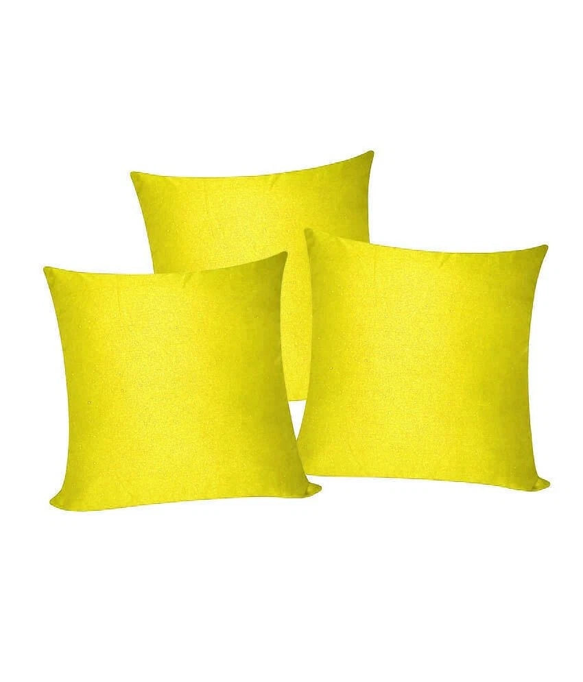 3 x Plain Satin 14x14 Yellow Cushion Cover / Pillow Cases /Sofa Décor