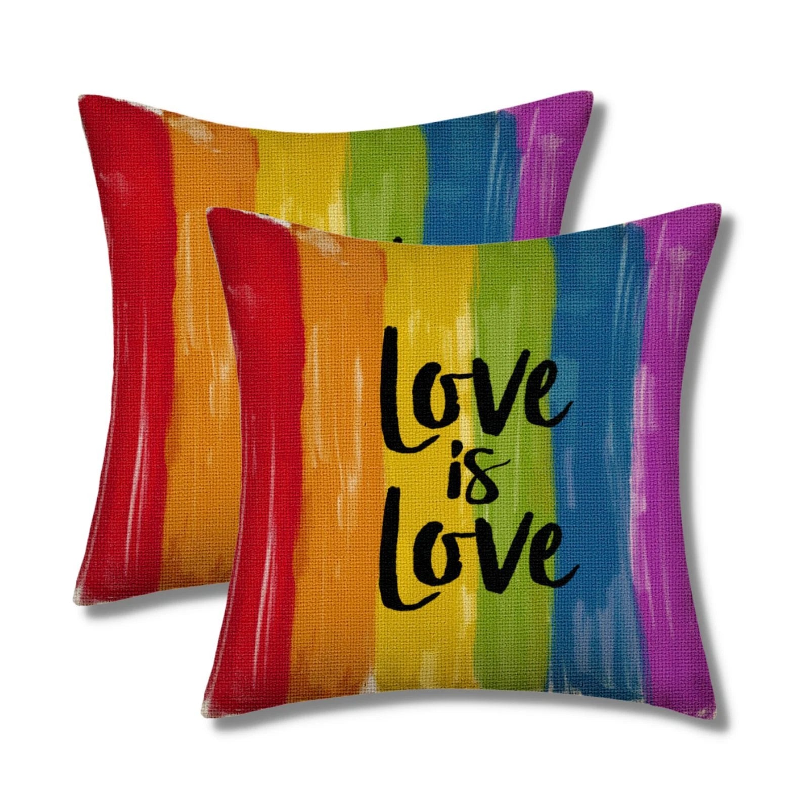 2 Pack Rainbow Cushion Covers 18x18 Inches Decorative Square Throw Pillow Cover