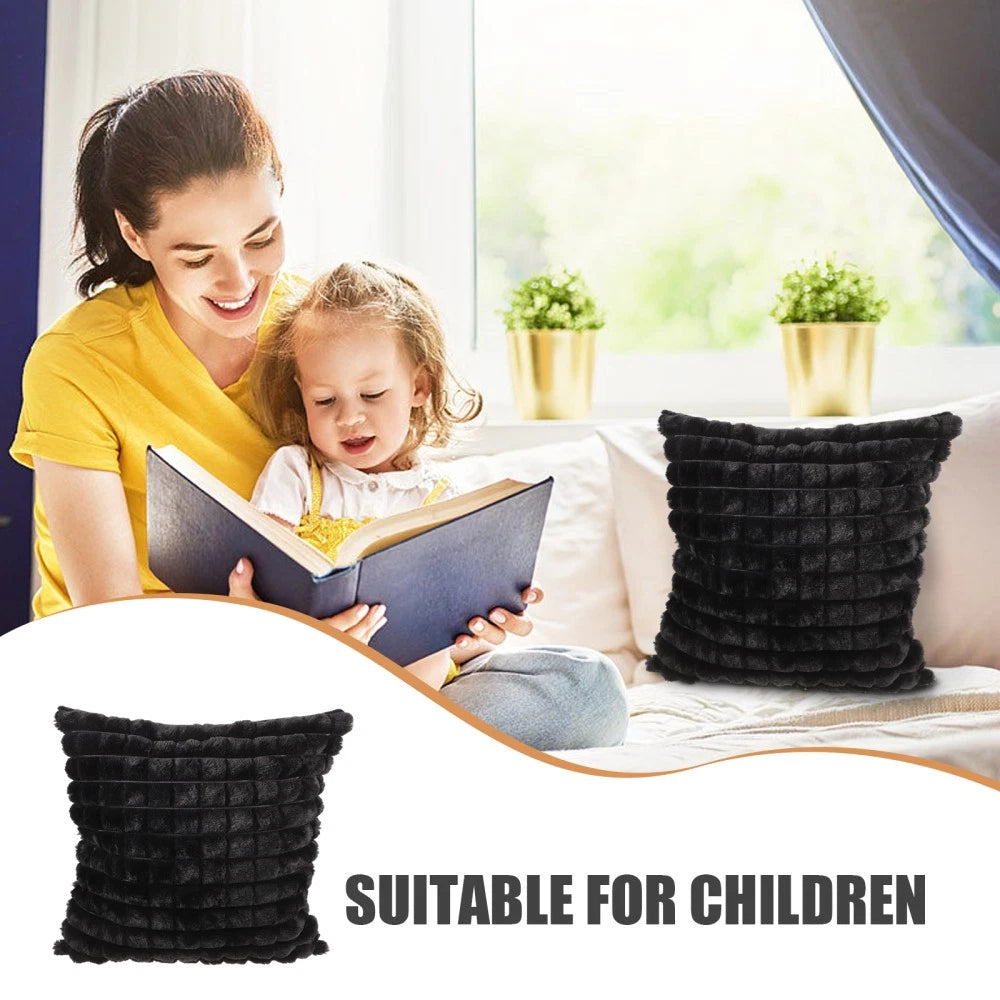 2 Pcs Plush Throw Pillowcase Removable Cushion Cover Travel Couch Covers