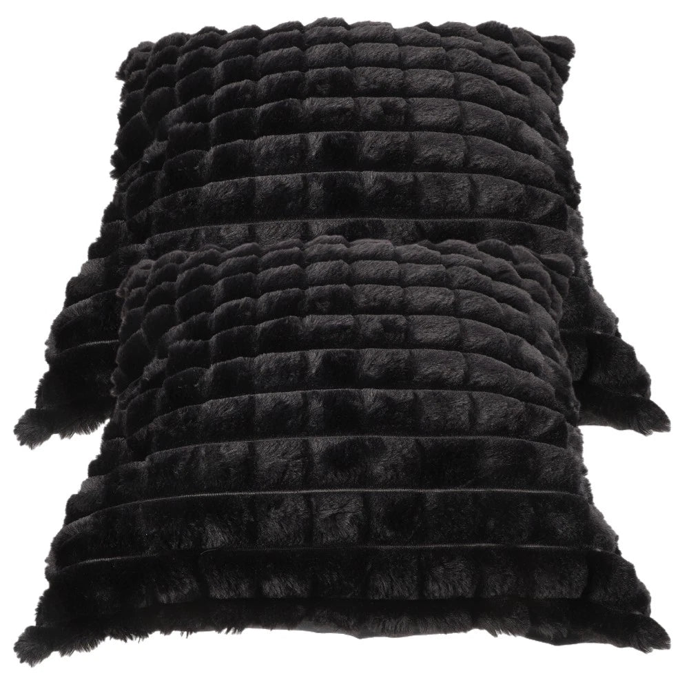 2 Pcs Plush Throw Pillowcase Removable Cushion Cover Travel Couch Covers