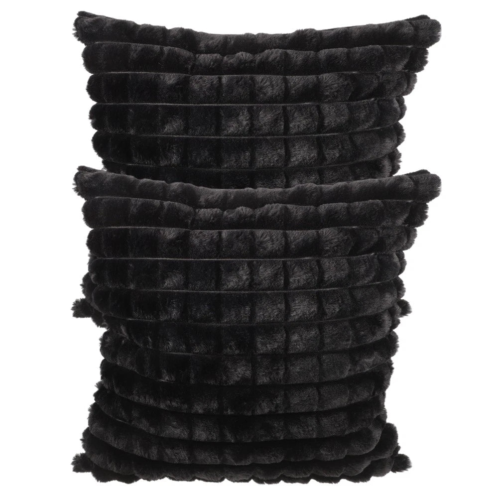 2 Pcs Plush Throw Pillowcase Removable Cushion Cover Travel Couch Covers