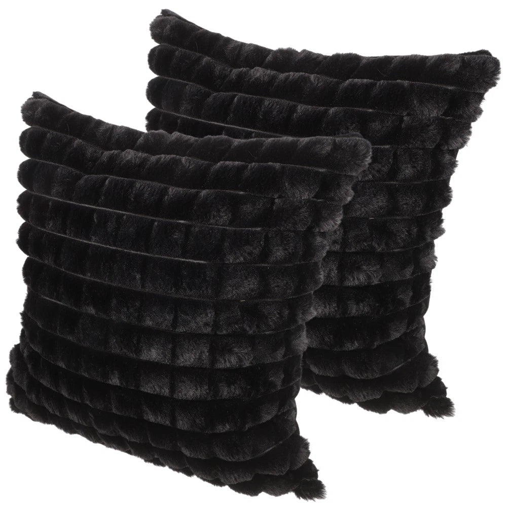 2 Pcs Plush Throw Pillowcase Removable Cushion Cover Travel Couch Covers