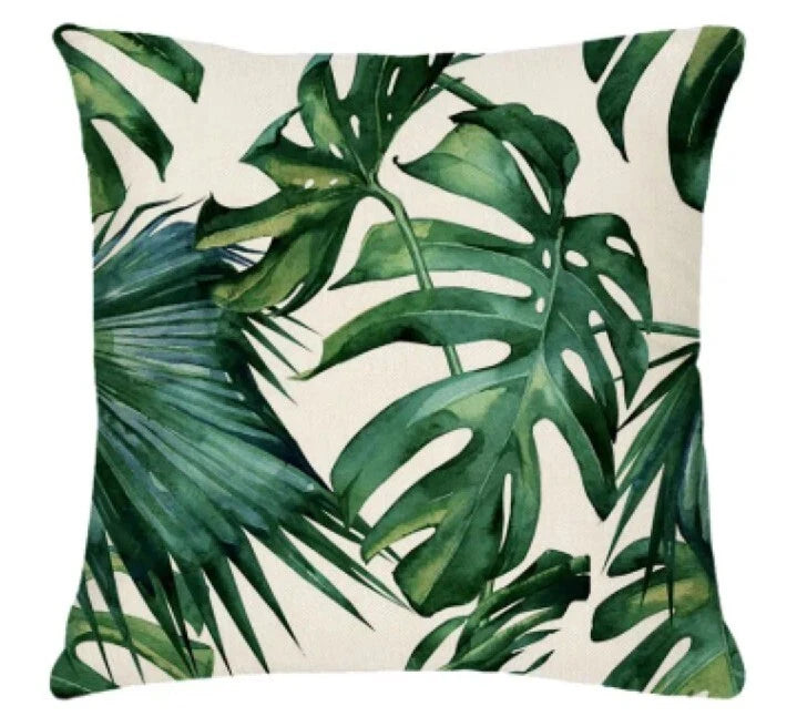 2Pcs Exotic Jungle Plant Pattern Luxury Soft Square cushion cover Cases 18"×18"