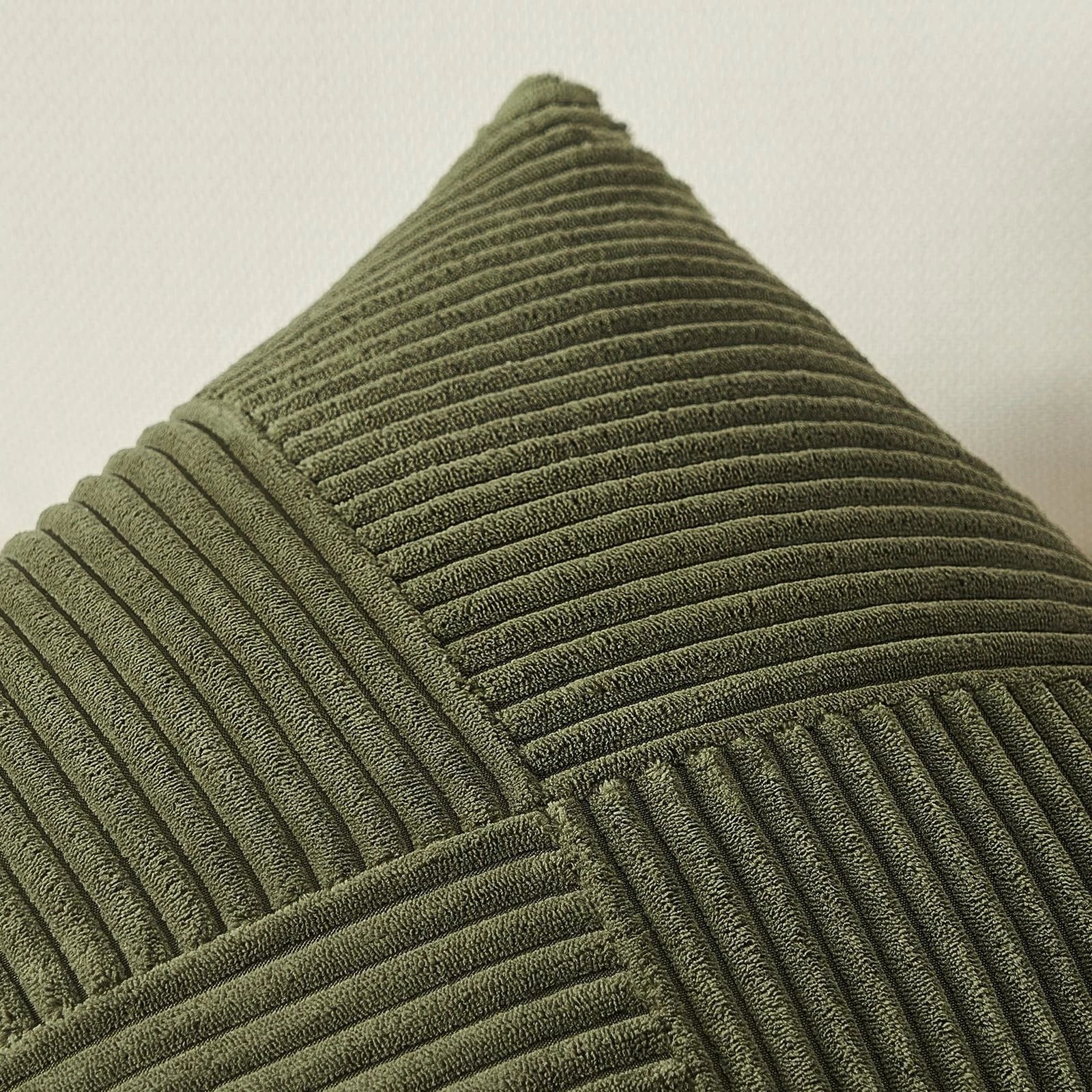 26x26 inches Euro Pillow Shams Set of 2 Olive Green Corduroy Decorative Throw...