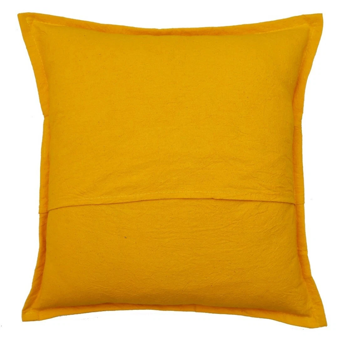 16" Decorative Mirror Embroidered Pucca Cushion Pillow-Cover Sofa Throw Yellow