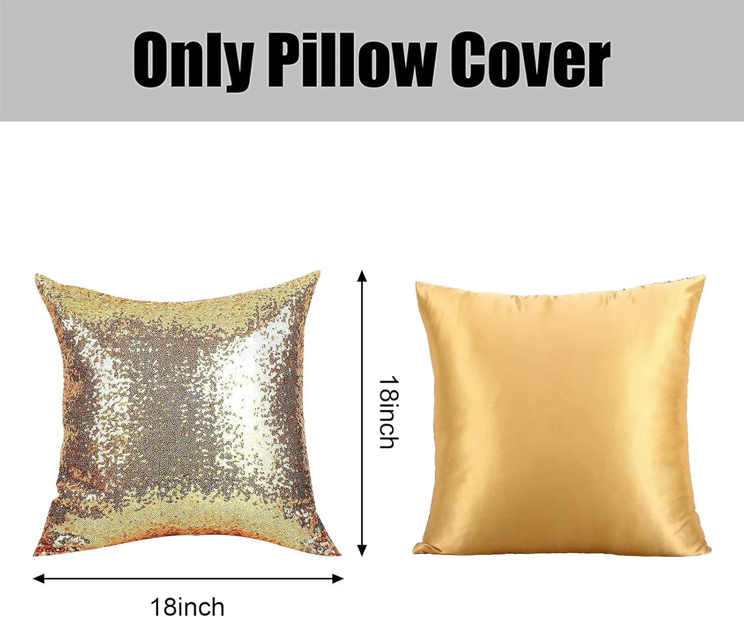 2PCS Gold Pillows Sequins Decorative Pillows,18"X18" Textile Glitter Sequins Squ