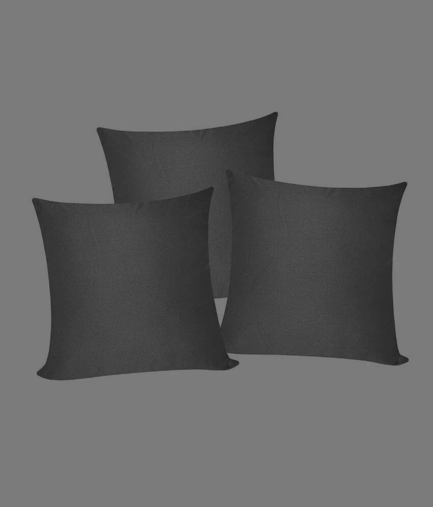 3 x Plain Satin 13x13 Black Cushion Cover / Pillow Cases /Sofa Décor