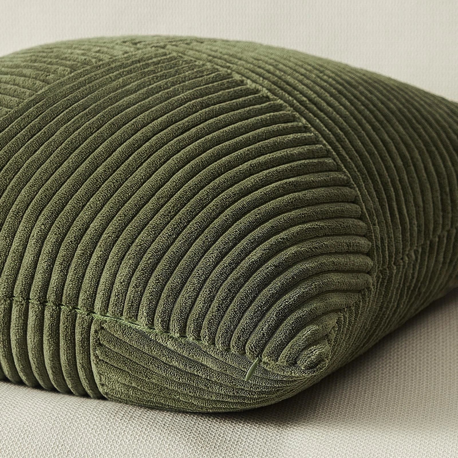 26x26 inches Euro Pillow Shams Set of 2 Olive Green Corduroy Decorative Throw...