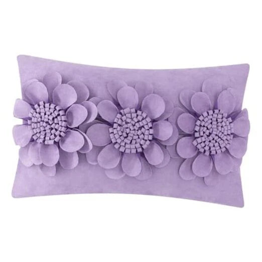 3D Flower Throw Pillow Cover Decorative Sunflower Polyester Purple Lilac