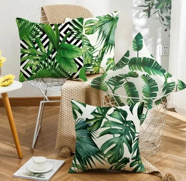 2Pcs Exotic Jungle Plant Pattern Luxury Soft Square cushion cover Cases 18"×18"