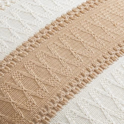 2 Packs Cotton Boho Throw Pillow Covers 20" x 20" (Pack of 2) Contrast/Beige