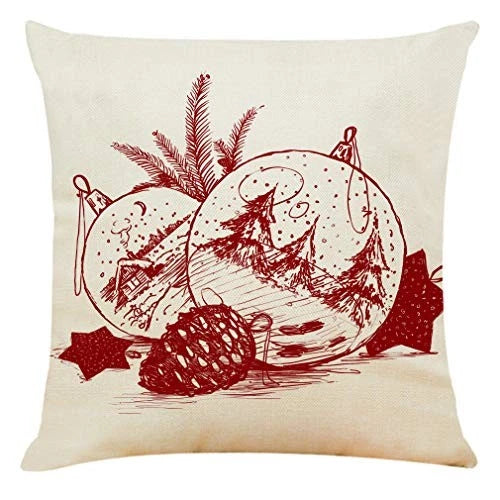 4PCS 18"x18" Throw Pillow Covers Christmas Decorative Couch Red and Beige