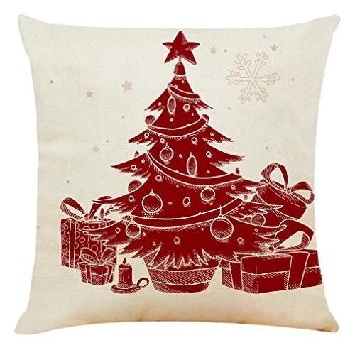 4PCS 18"x18" Throw Pillow Covers Christmas Decorative Couch Red and Beige