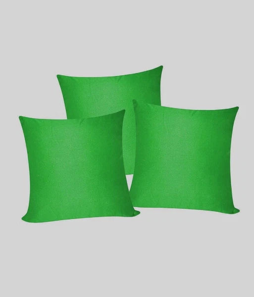 3 x Plain Satin 13x13 Green Cushion Cover / Pillow Cases /Sofa Décor