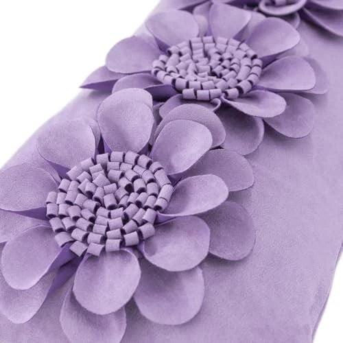 3D Flower Throw Pillow Cover Decorative Sunflower Polyester Purple Lilac