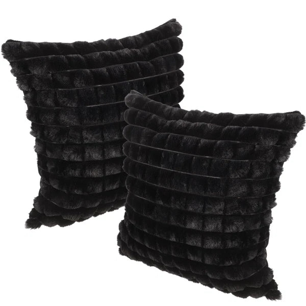 2 Pcs Plush Throw Pillowcase Removable Cushion Cover Travel Couch Covers
