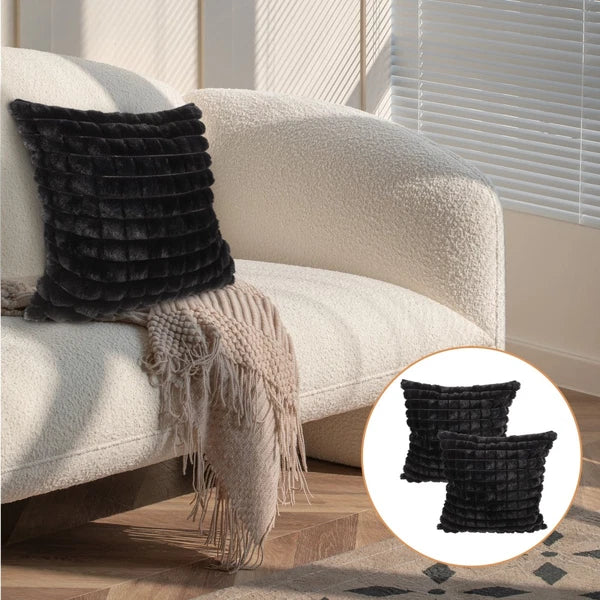 2 Pcs Plush Throw Pillowcase Removable Cushion Cover Travel Couch Covers