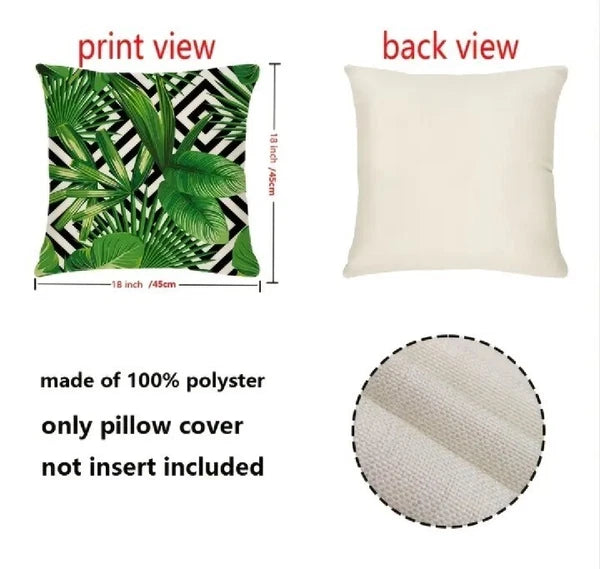 2Pcs Exotic Jungle Plant Pattern Luxury Soft Square cushion cover Cases 18"×18"