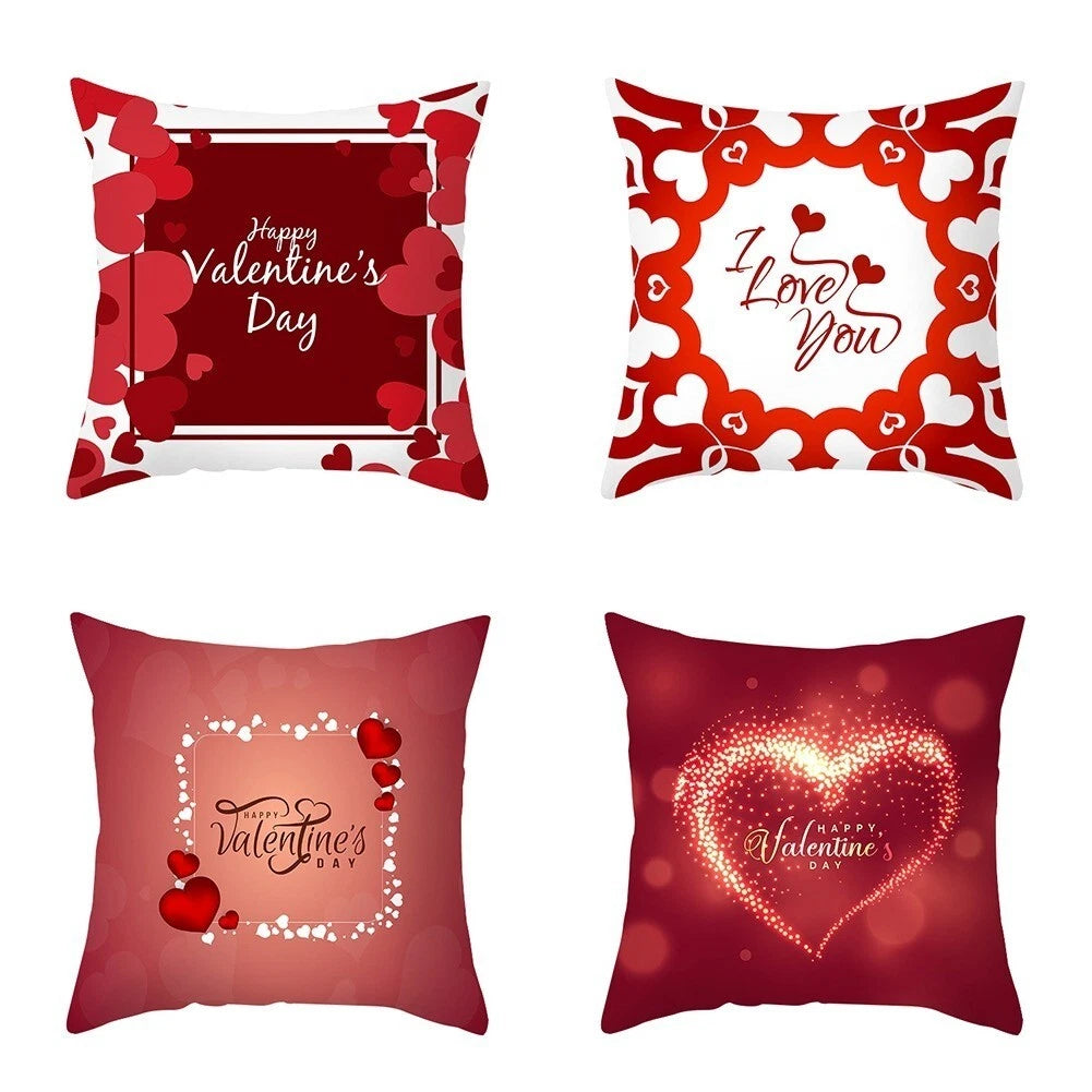 4pcs/set Valentines Day Decoration Pillowcase Sofa Cushion Cover