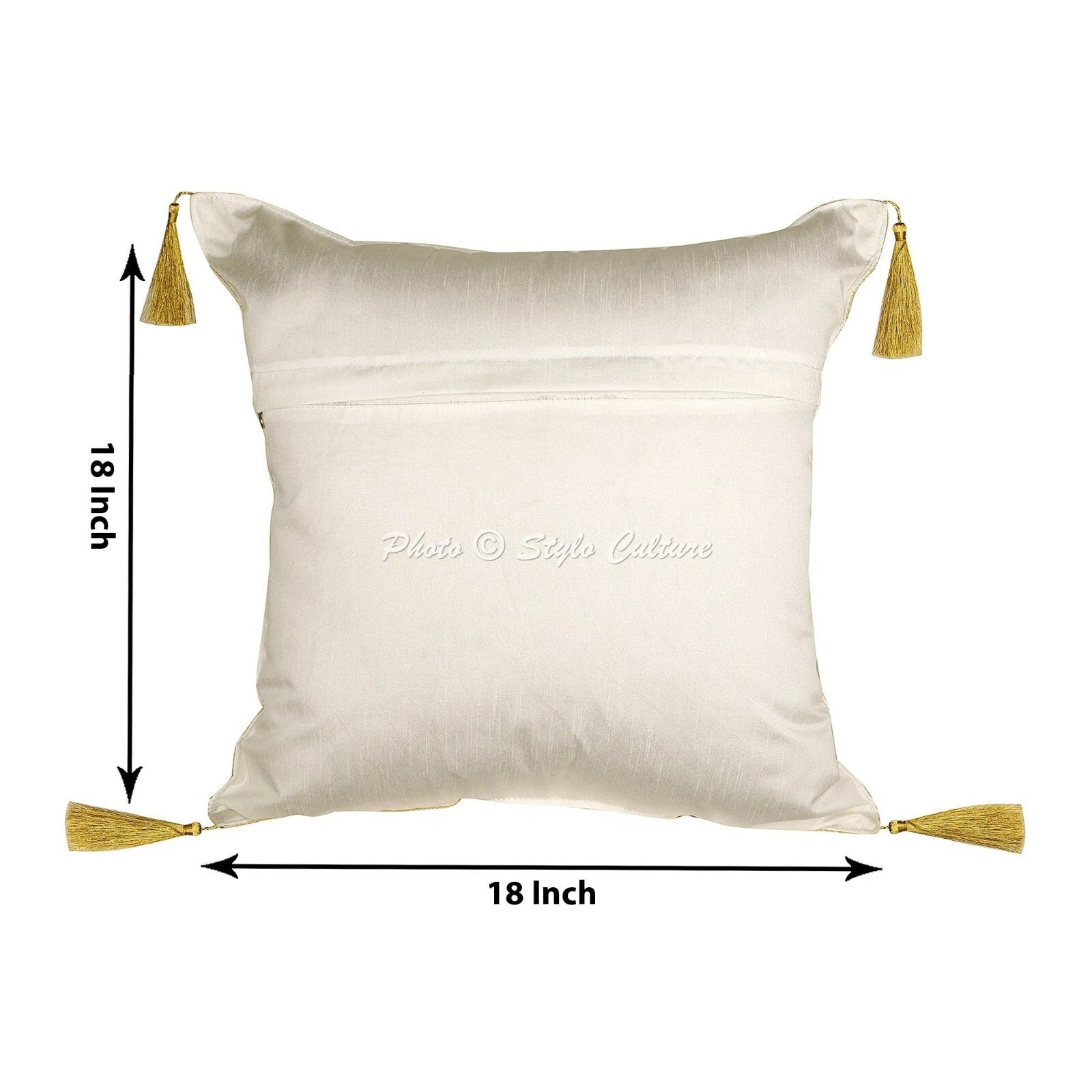 White Cushion Cover Brocade Jacquard Gypsy Elephant Tribal Hippie Pillow