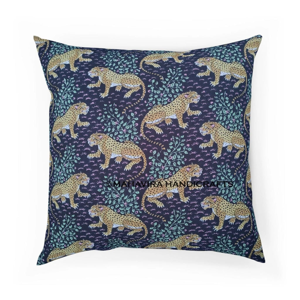 Set of 5 Bagheera Tiger Print Cotton Ethnic Sofa Pillow Decorative Cushion cover