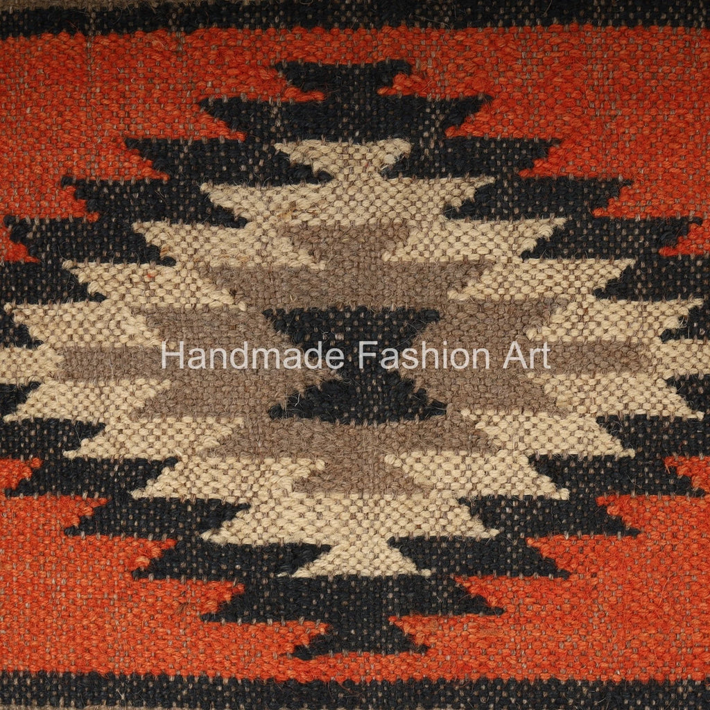 Handmade Jute Throw Kilim Cushion Cover Vintage Jute Rug Pillow Case 40x40 cm