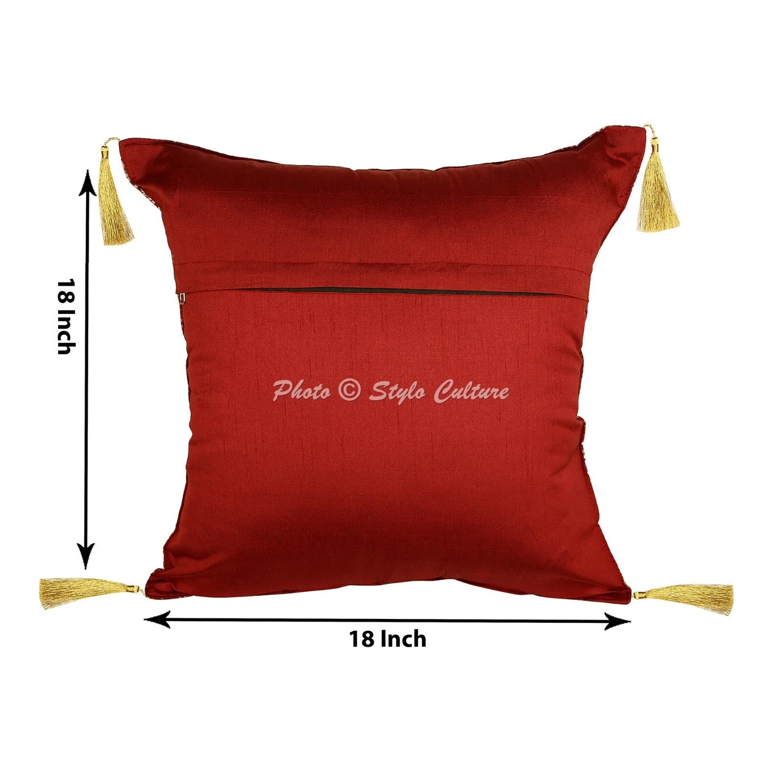 Red Cushion Cover Brocade Jacquard Gypsy Boho Tribal Ethnic Hippie Pillow