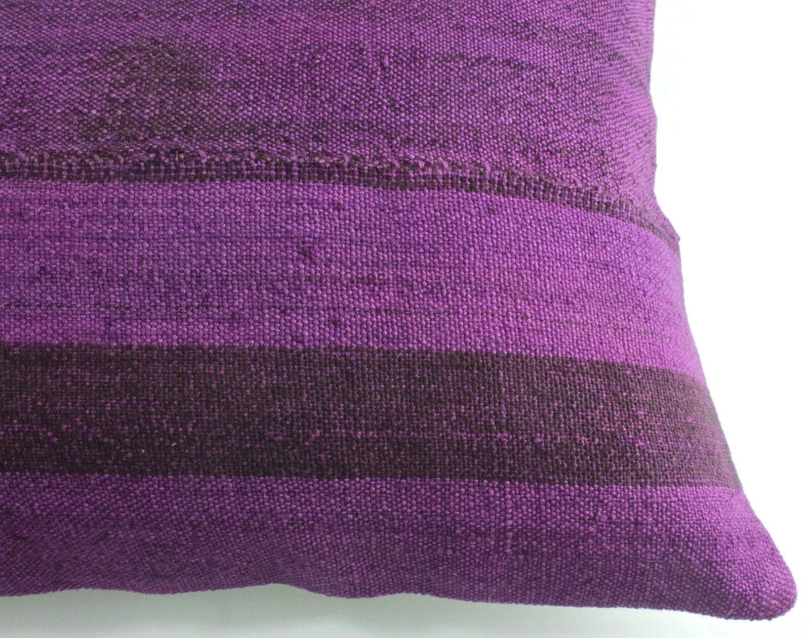 Decorative Turkish Kilim Lumbar Pillow Cover 16x23 Purple Kilim Sofa Cushion