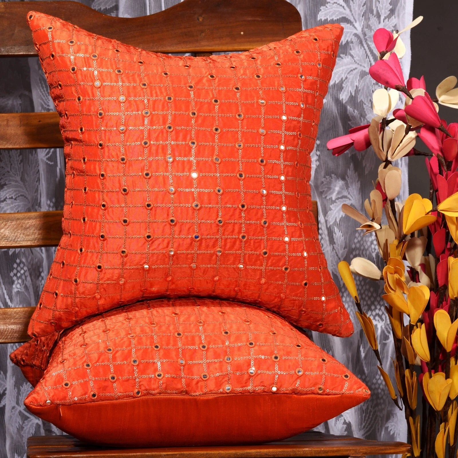decorative home decor accent orange throw pillows for couch living room 18x18 2p