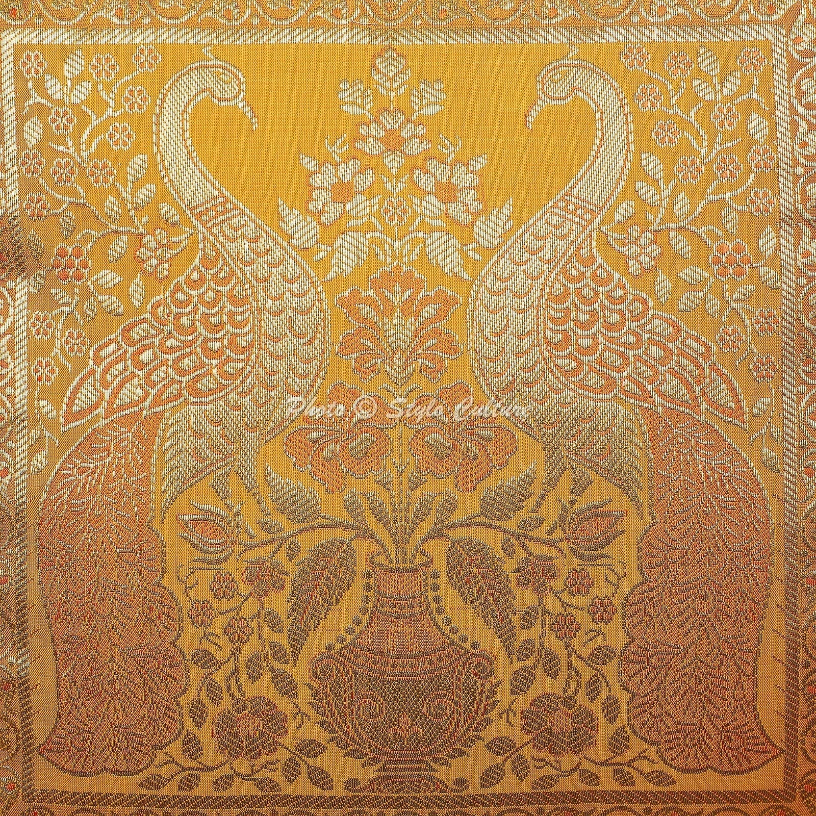Brocade Jacquard Floor Pillows Cases Peacock Boho Room Decorative Cushion Cover