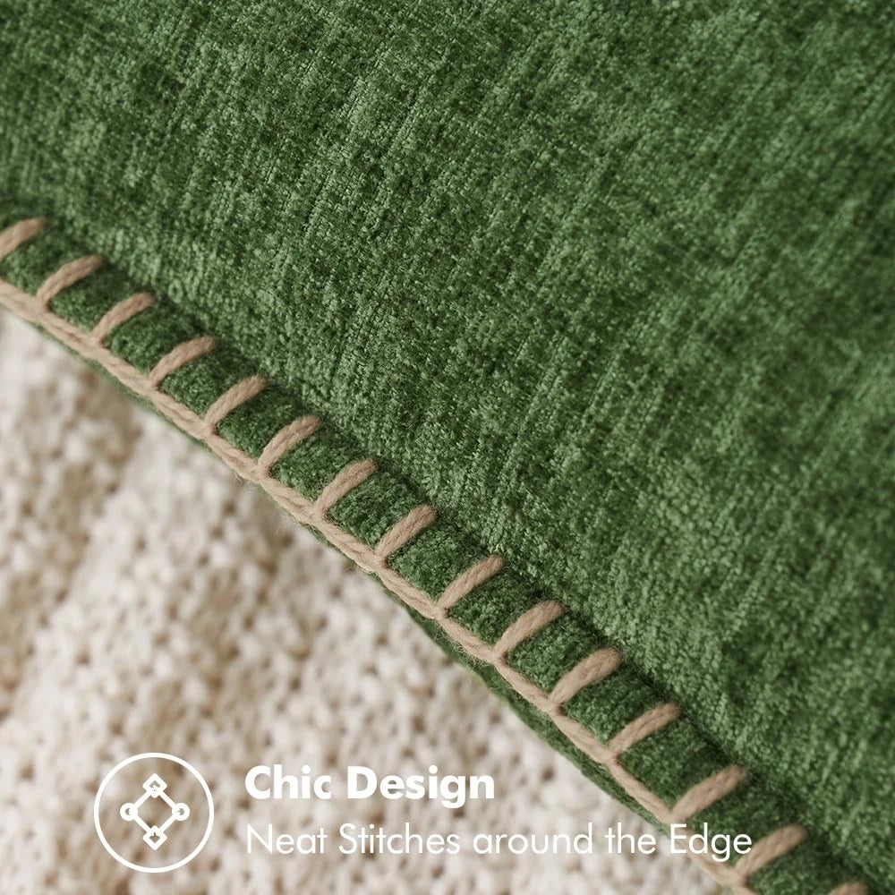 MIULEE Pack of 2 Fall Couch Pillow Covers 18x18 Inch Moss Green Farmhouse Dec...