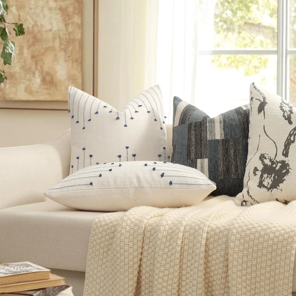 Boho Throw Pillow Covers 22x22 Set of 2 Neutral Woven Decorative Pillowcases ...
