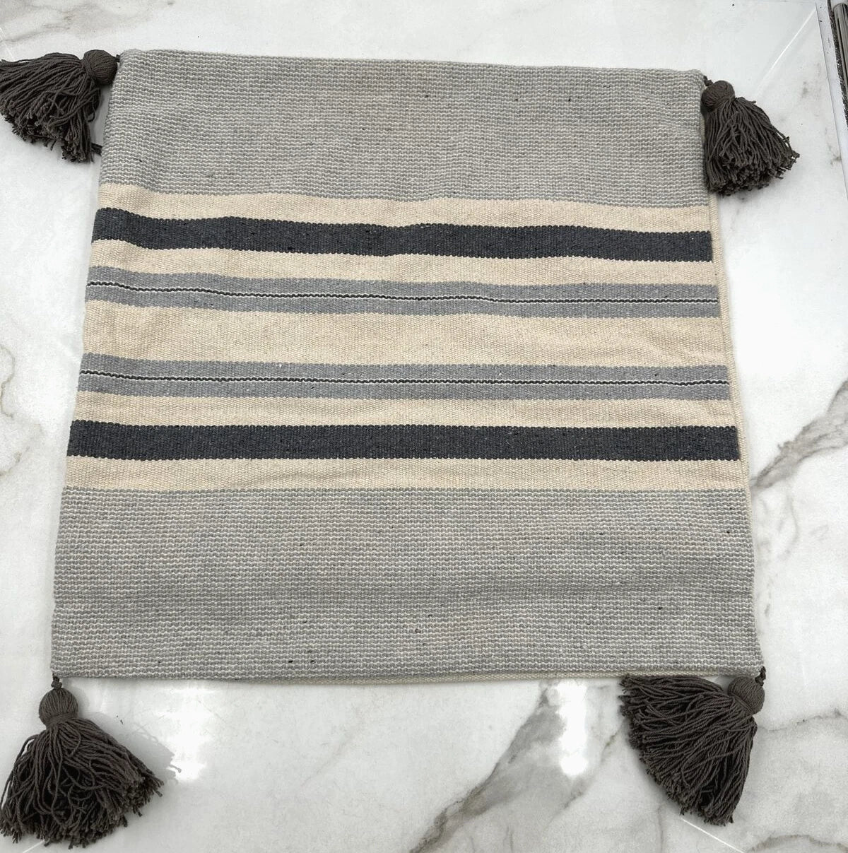 Hobby Lobby Throw Pillow Cover Sofa Cushion Farmhouse Gray Striped Boho 20"x20"