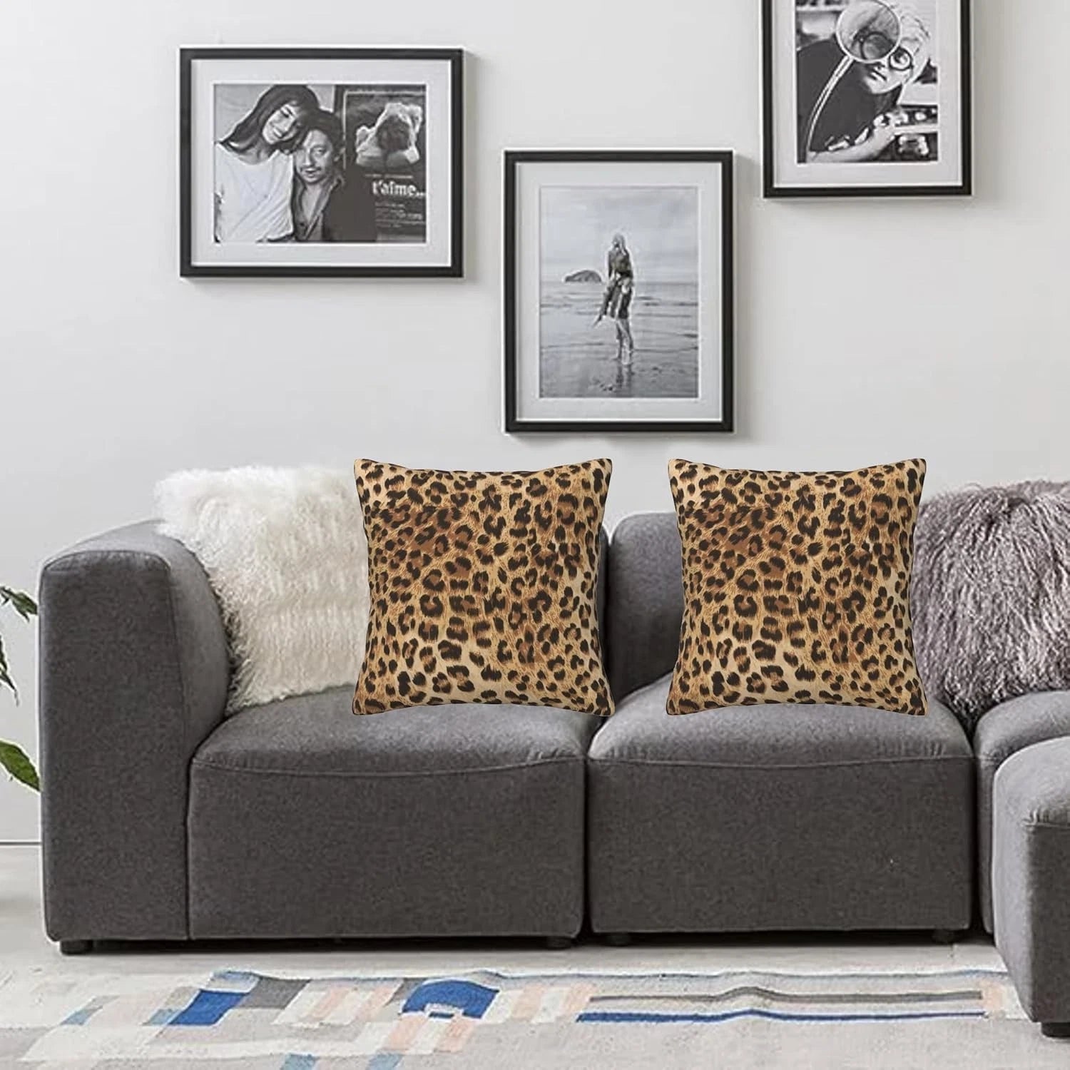 Leopard Print Pillow Covers 18x18 in Couch 18 x 18 (Pack of 2),