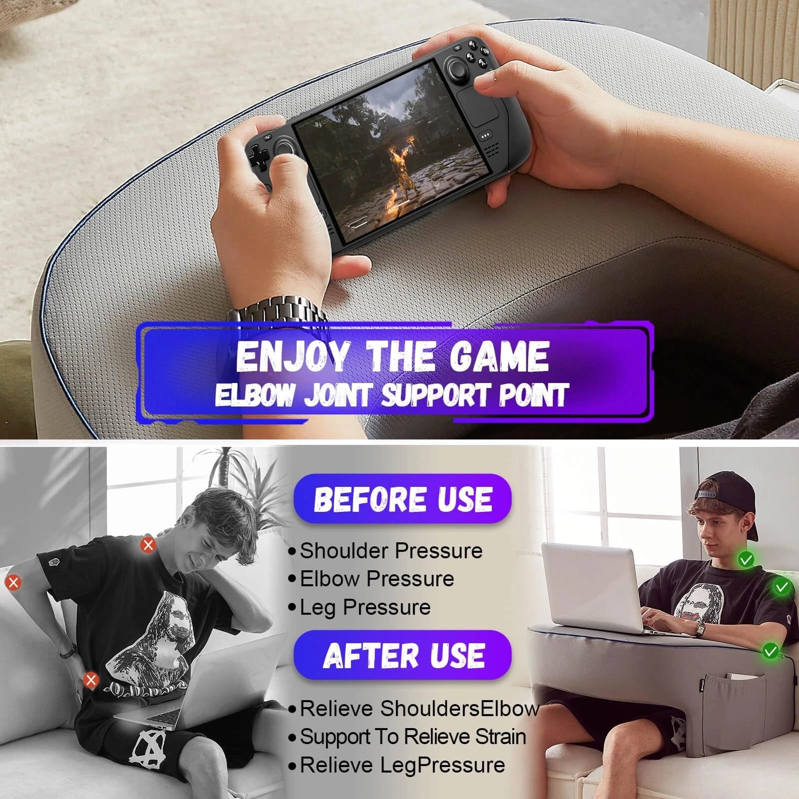 Reading Pillow for Gaming, Extra Large Laptop Pillow for Adult, Memory Foam L...