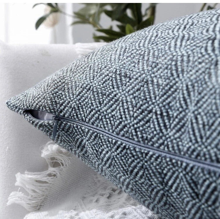 Jepeak Blue And Black Burlap Linen Throw Pillow Cover 24X24