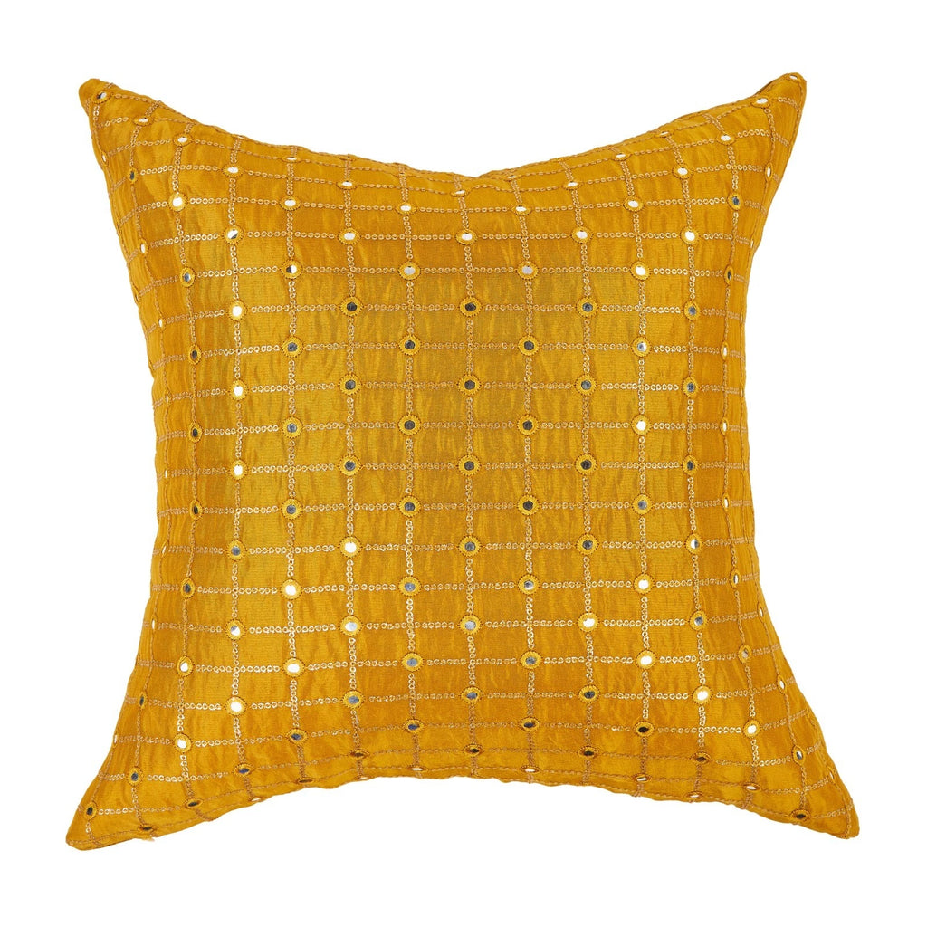 living room gold decorative pillow 18x18 mustard yellow throw pillow for sofa 2p