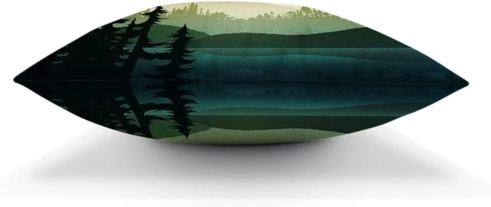 AOYEGO Nature Landscape Throw Pillow Cover Mountain Forest and Lake Summer...