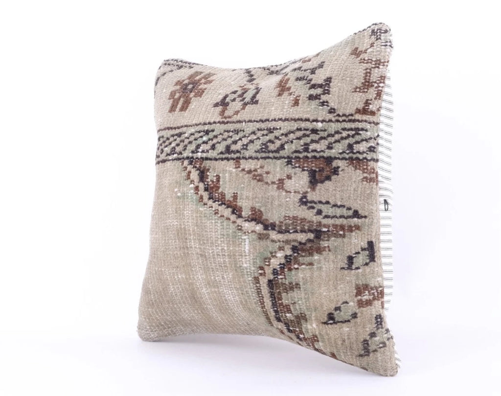 Handmade Square Jute Kilim Cushion Cover Indian Vintage Pillow 16x16 Rug Boho