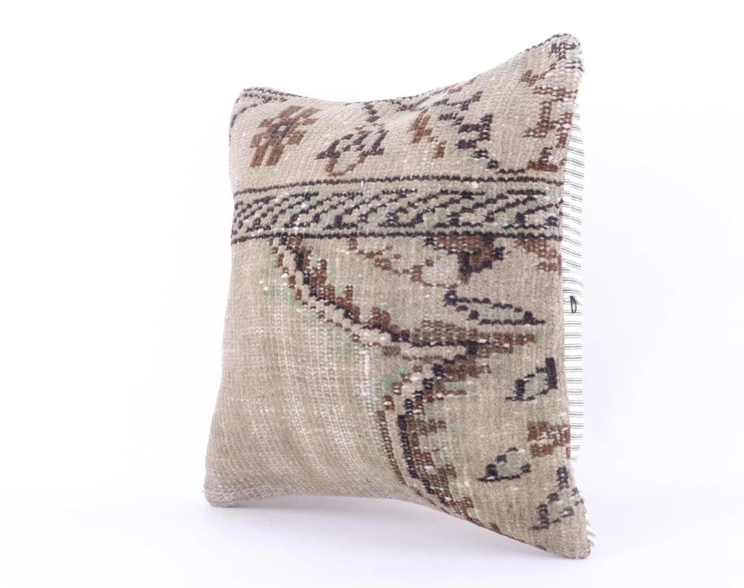 Handmade Square Jute Kilim Cushion Cover Indian Vintage Pillow 16x16 Rug Boho