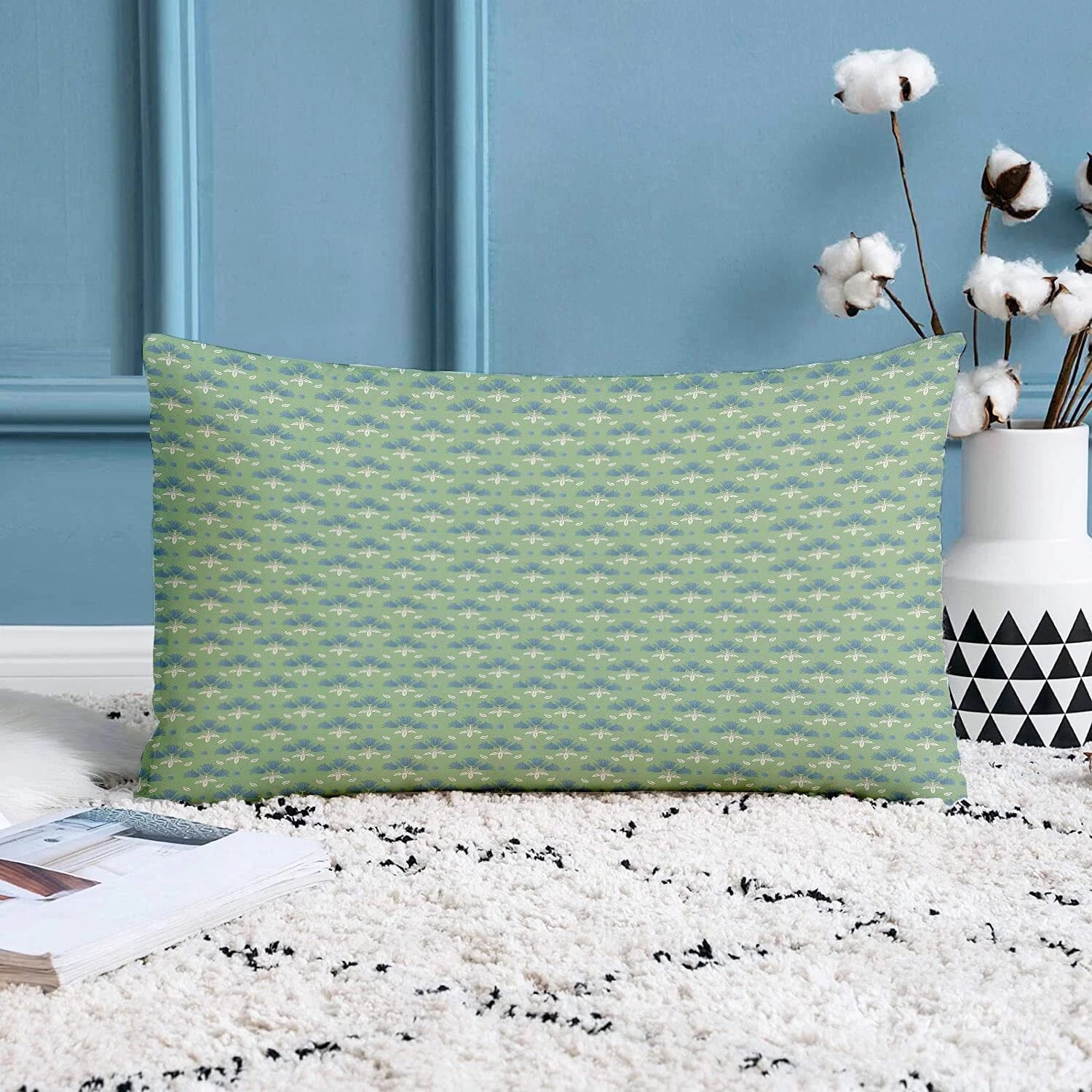 Printed Canvas Cotton Cushion Covers, Set of 2 ( 12 x 18 Inches )