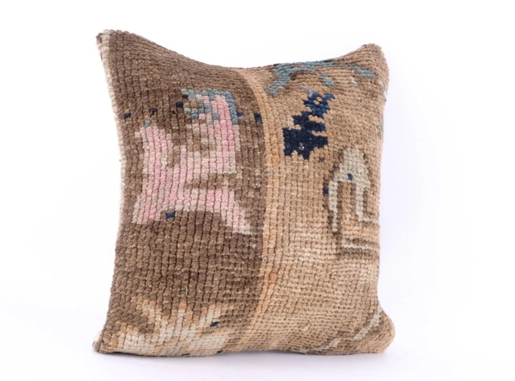 Wool Jute Cushion Cover Throw Indian Vintage Handmade Kilim Rug Pillows