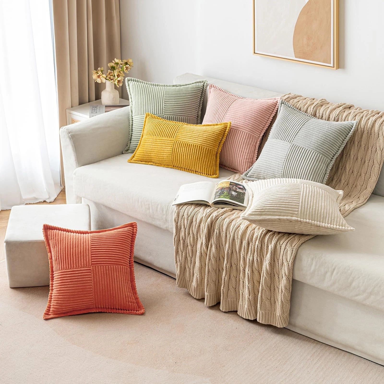 MIULEE Orange Fall Decorative Lumbar Throw Pillow Covers for Couch Bed Living...
