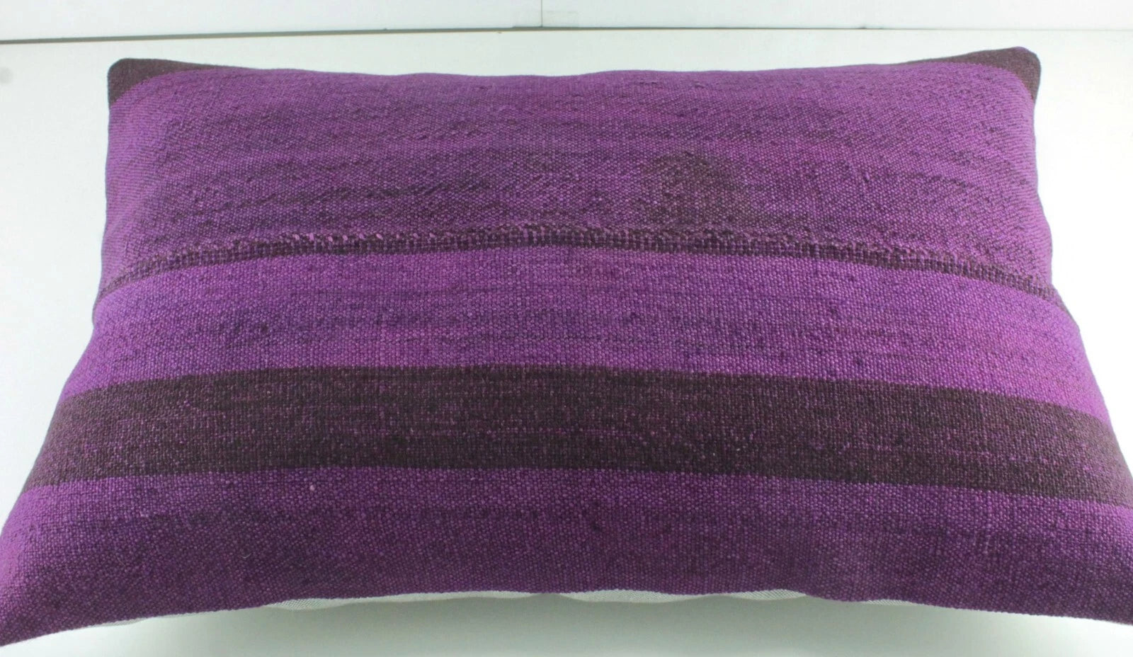 Decorative Turkish Kilim Lumbar Pillow Cover 16x23 Purple Kilim Sofa Cushion